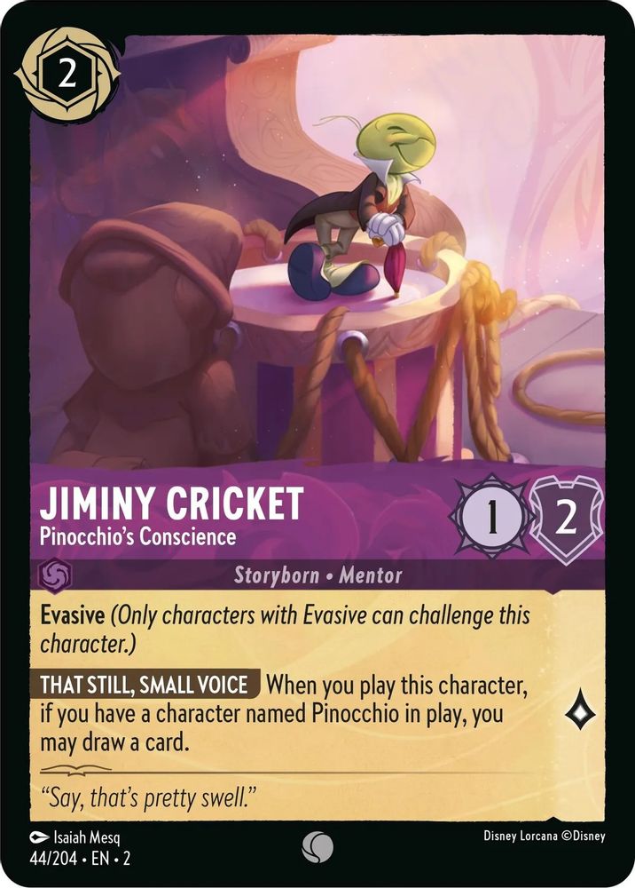 Jiminy Cricket - Pinocchio's Conscience 44/204 Rise of the Floodborn Lorcana NM