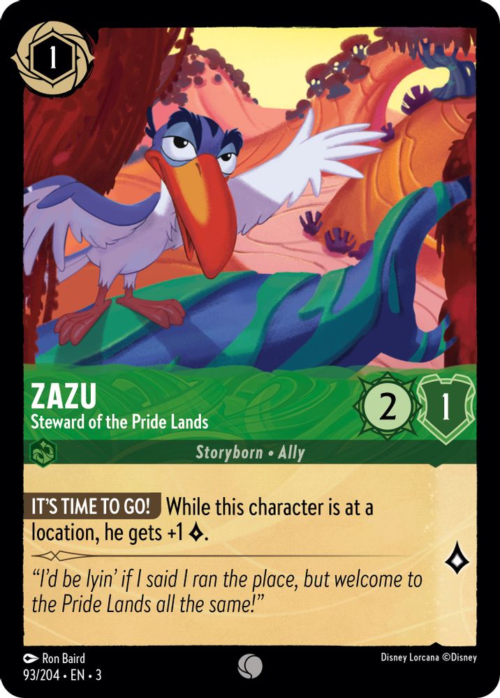Zazu - Steward of the Pride Lands 93/204 Common Into the Inklands Lorcana NM