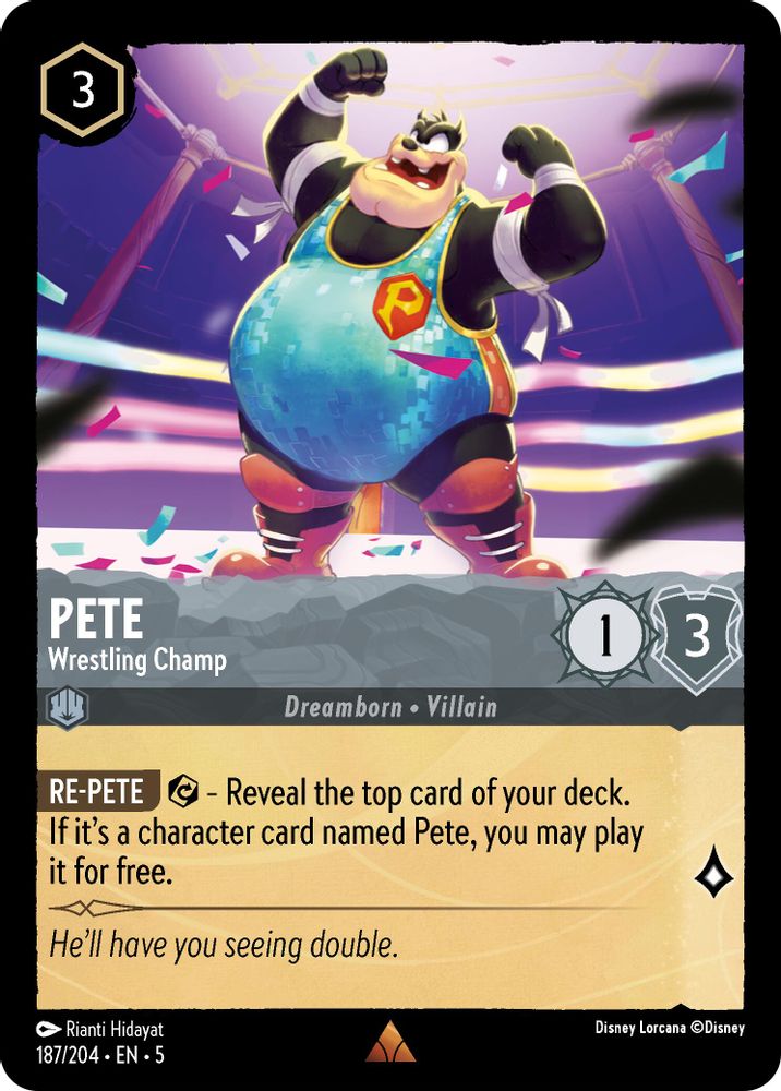Pete - Wrestling Champ 187/204 Rare Shimmering Skies Lorcana Near Mint