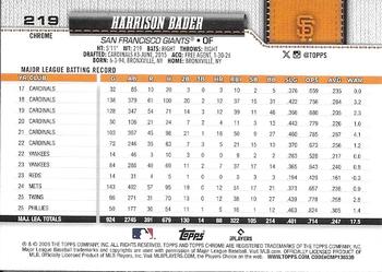 Harrison Bader - 2026 Topps Chrome - #219 back