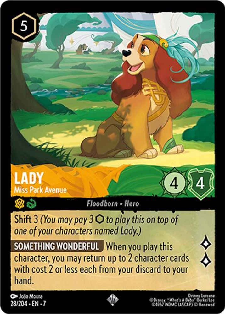 Lady - Miss Park Avenue 28/204 Super Rare Archazia's Island Lorcana Near Mint