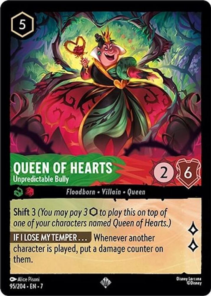 Queen of Hearts - Unpredictable Bully 95/204 Archazia's Island Lorcana NM