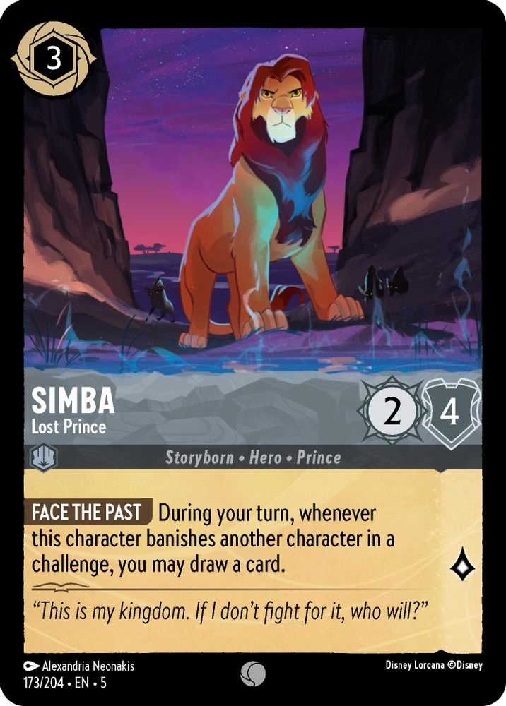Simba - Lost Prince 173/204 Common Shimmering Skies Lorcana Near Mint