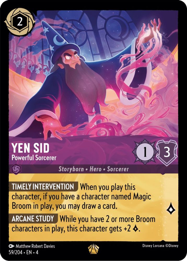 Yen Sid - Powerful Sorcerer 59/204 Legendary Ursula's Return Lorcana Near Mint