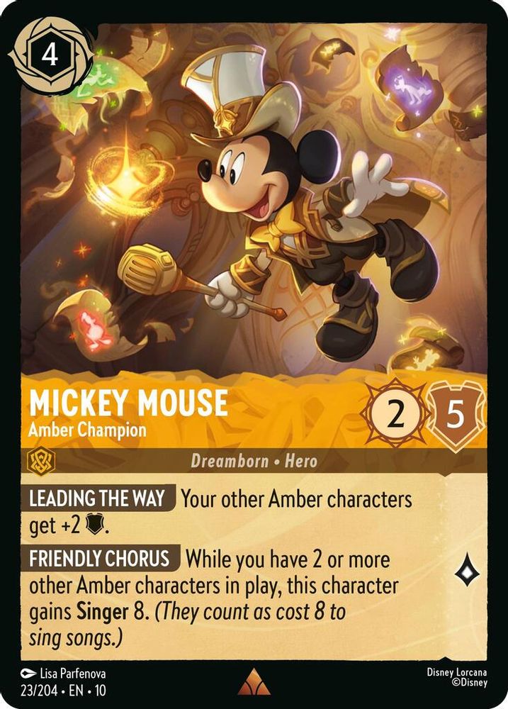 Mickey Mouse - Amber Champion 23/204 Rare Whispers in the Well Lorcana Near Mint