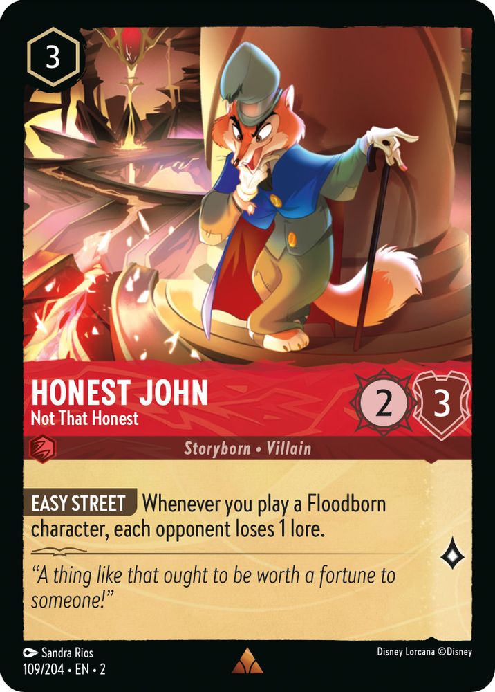 Honest John - Not That Honest 109/204 Rare Rise of the Floodborn Lorcana NM