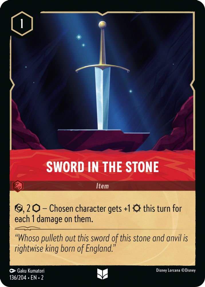 Sword in the Stone 136/204 Uncommon Rise of the Floodborn Lorcana Near Mint