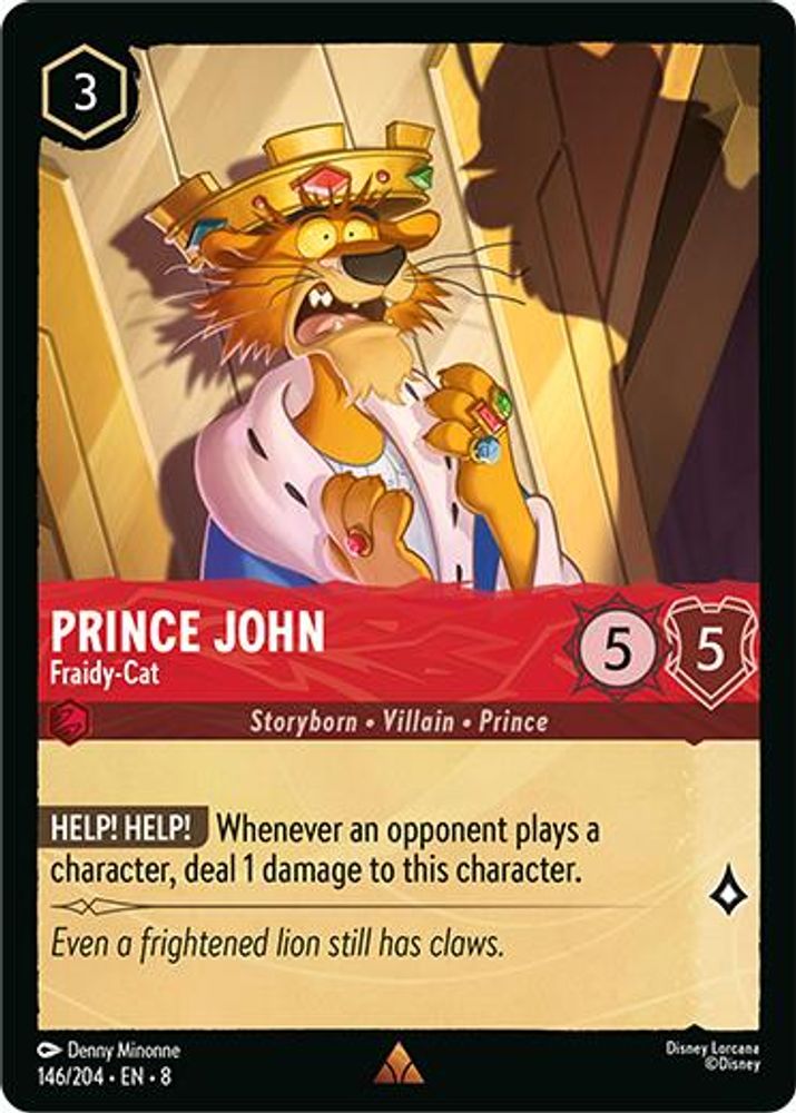 Prince John - Fraidy-Cat 146/204 Rare Reign of Jafar Lorcana Near Mint