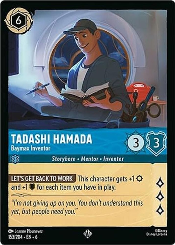 Tadashi Hamada - Baymax Inventor 153/204 Super Rare Azurite Sea Lorcana NM