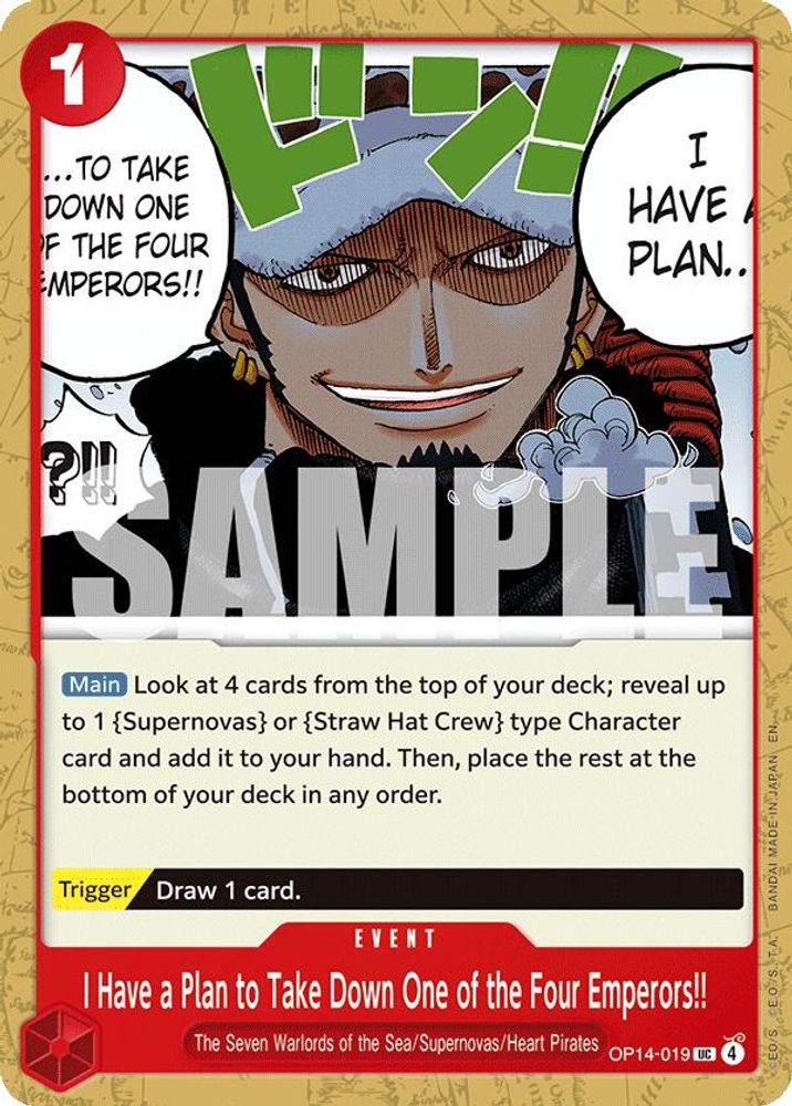 I Have a Plan to Take Down One of the Four Emperors!! OP14-019 The Azure Sea's Seven One Piece NM