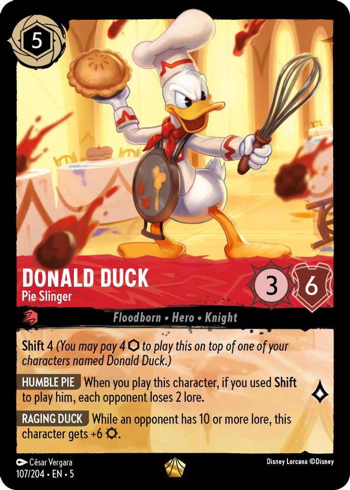 Donald Duck - Pie Slinger 107/204 Legendary Shimmering Skies Lorcana Near Mint