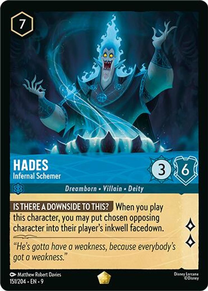 Hades - Infernal Schemer 151/204 Legendary Fabled Lorcana Near Mint