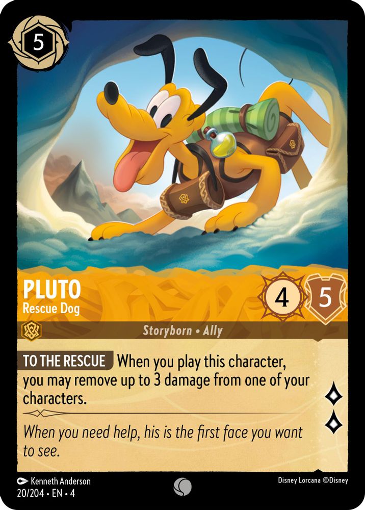 Pluto - Rescue Dog 20/204 Common Ursula's Return Lorcana Near Mint
