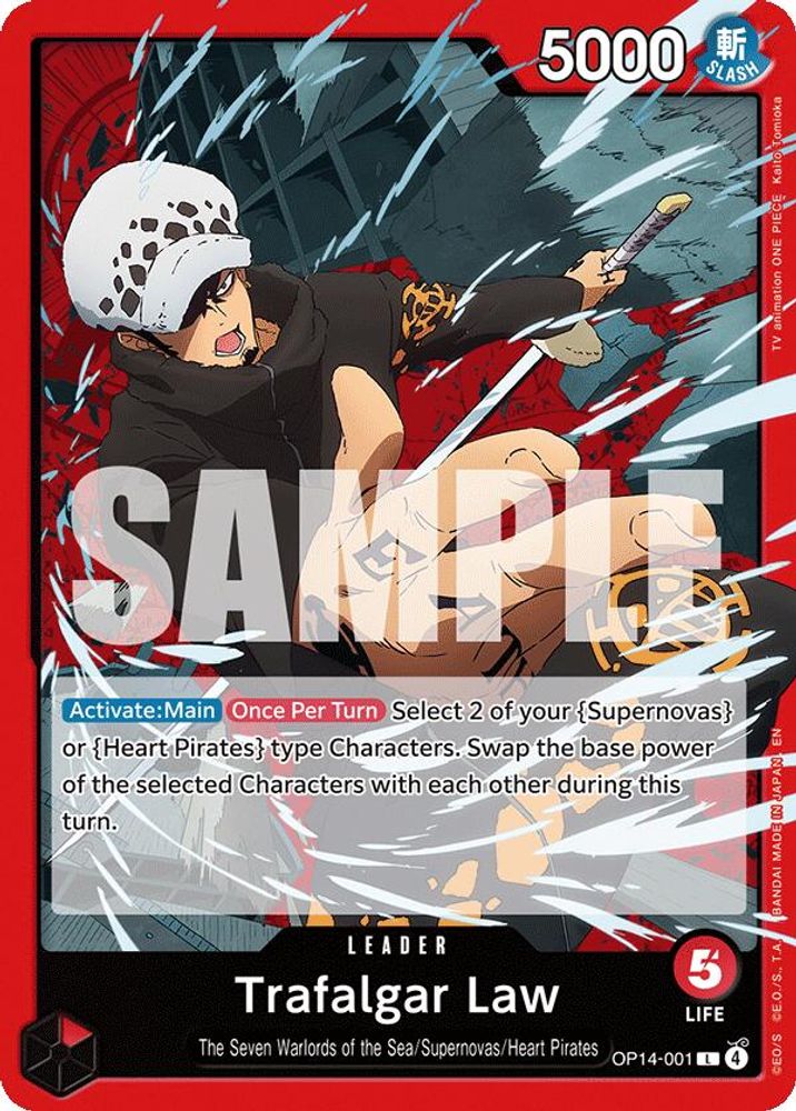 Trafalgar Law OP14-001 Leader The Azure Sea's Seven One Piece Near Mint