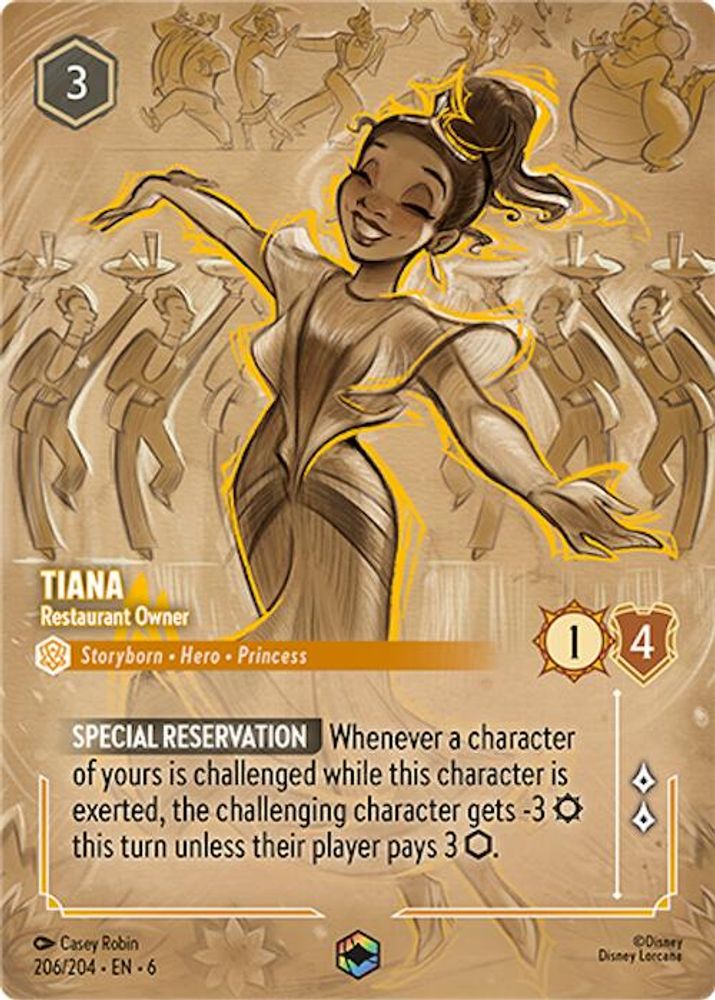 Tiana - Restaurant Owner (Enchanted) 206/204 Azurite Sea Lorcana Holo NM