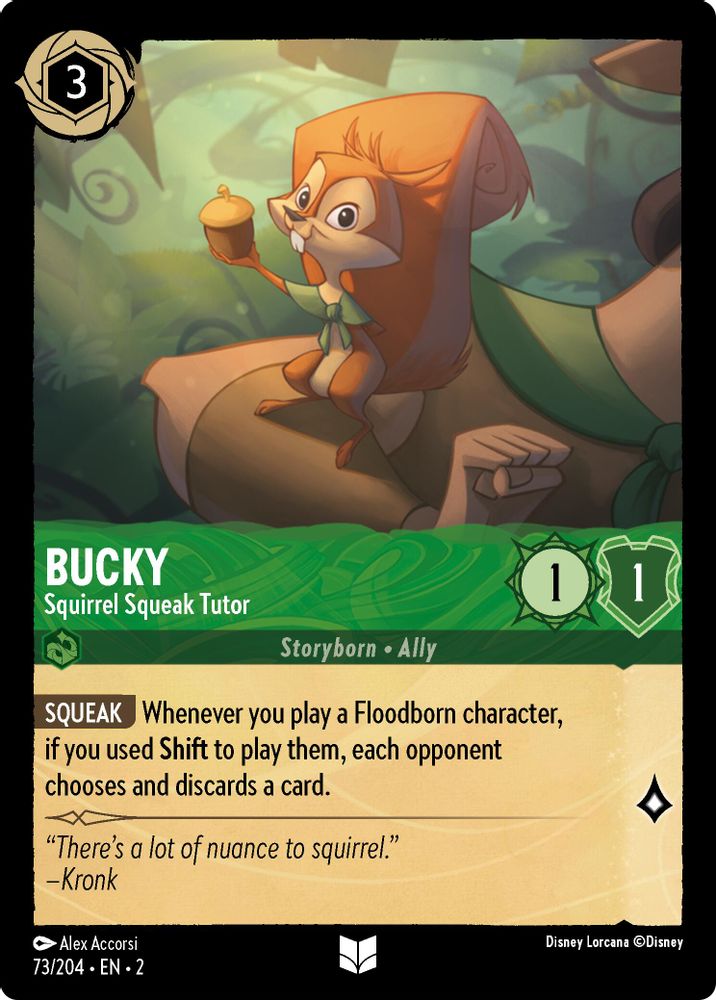 Bucky - Squirrel Squeak Tutor (Errata Version) 73/204 Lorcana Cold Foil NM