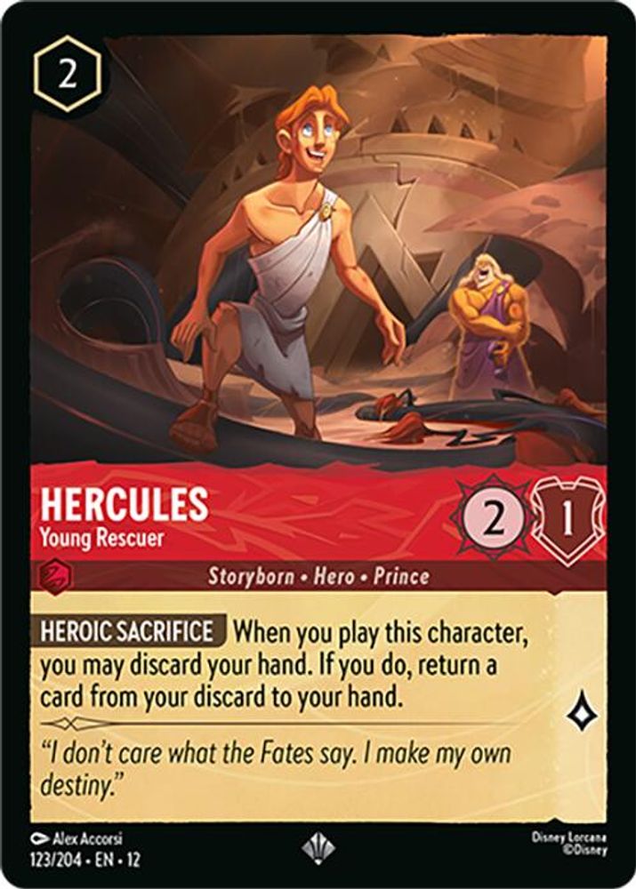 Hercules - Young Rescuer 123/204 Super Rare Wilds Unknown Lorcana Near Mint