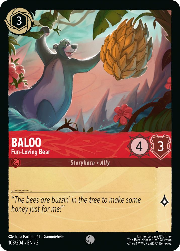 Baloo - Fun-Loving Bear 103/204 Common Rise of the Floodborn Lorcana Near Mint