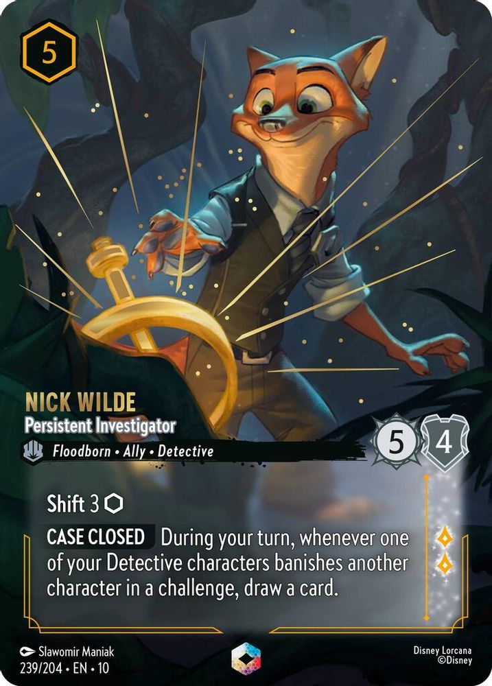 Nick Wilde - Persistent Investigator (Enchanted) 239/204 Lorcana Holo NM