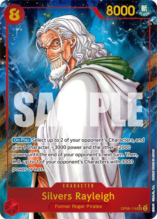 Silvers Rayleigh (Parallel) OP08-118 Secret Rare Two Legends One Piece Foil NM