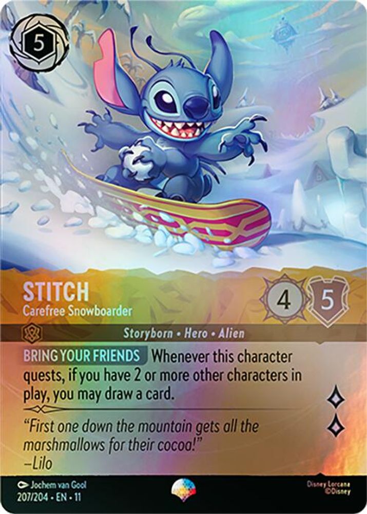 Stitch - Carefree Snowboarder (Epic) 207/204 Epic Winterspell Lorcana Holo NM