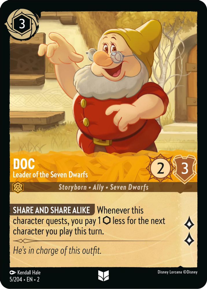 Doc - Leader of the Seven Dwarfs 5/204 Uncommon Rise of the Floodborn Lorcana NM