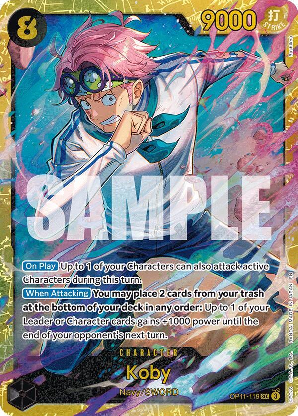 Koby (119) OP11-119 Secret Rare A Fist of Divine Speed One Piece Foil Near Mint