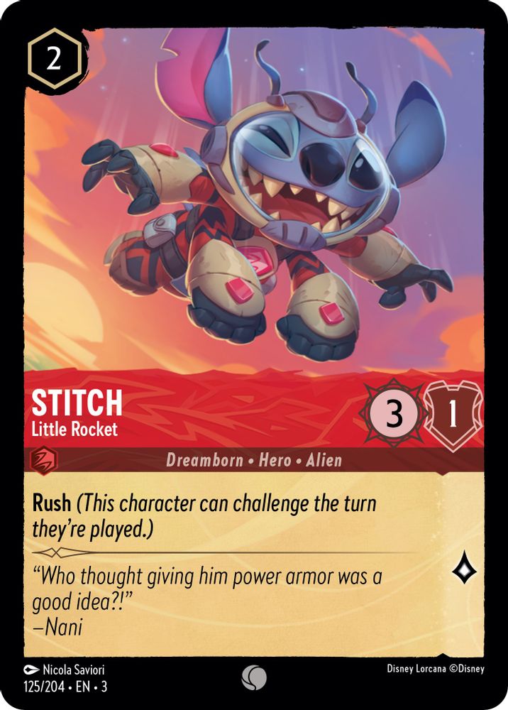 Stitch - Little Rocket 125/204 Common Into the Inklands Lorcana Near Mint