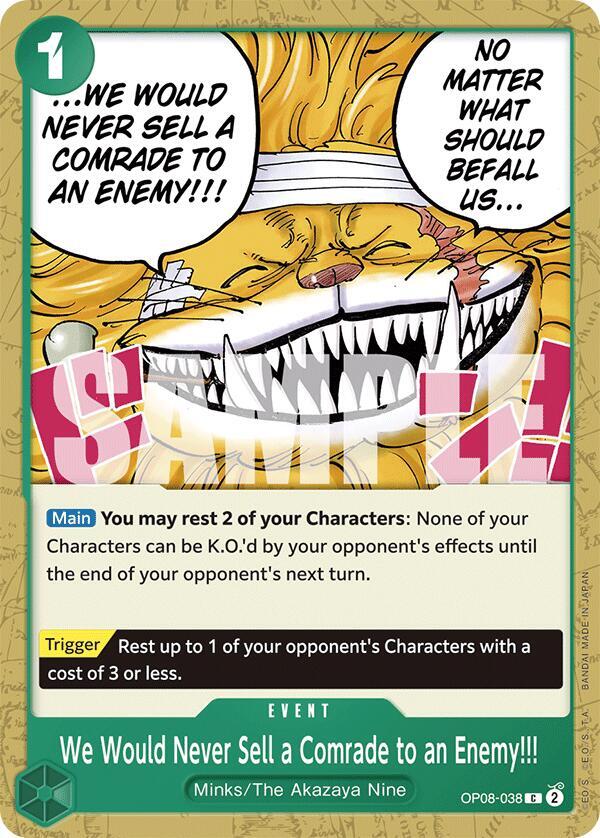 We Would Never Sell a Comrade to an Enemy!!! OP08-038 Two Legends One Piece NM