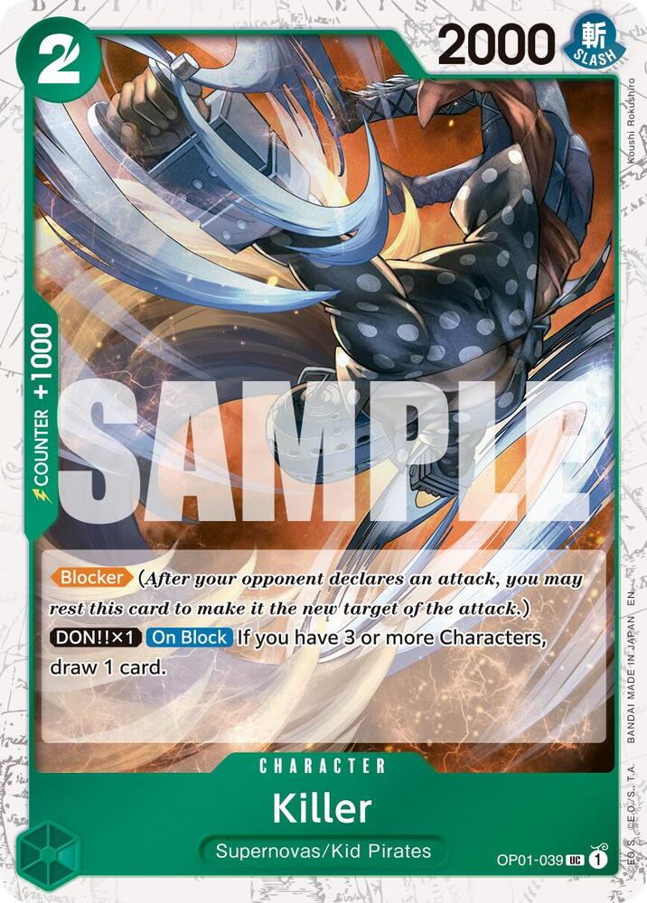 Killer (Pirate Foil) OP01-039 Premium Booster -The Best- Vol. 2 One Piece NM