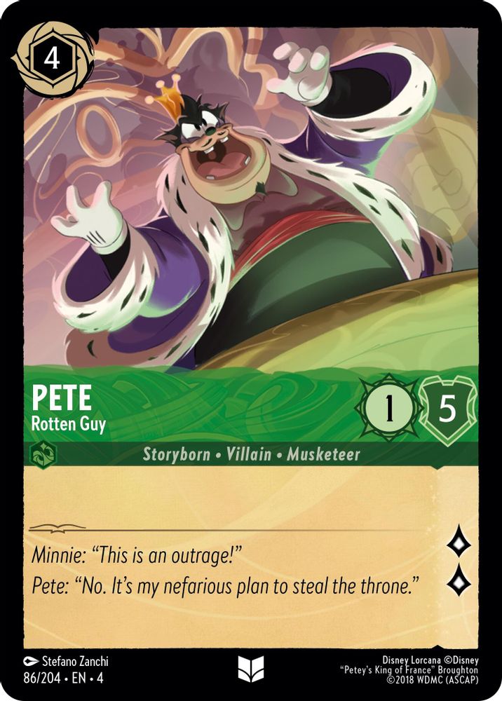 Pete - Rotten Guy 86/204 Uncommon Ursula's Return Lorcana Near Mint