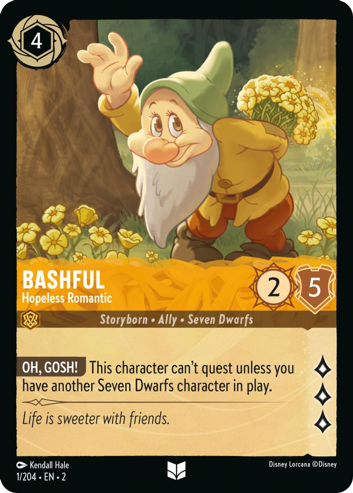 Bashful - Hopeless Romantic 1/204 Uncommon Rise of the Floodborn Lorcana NM