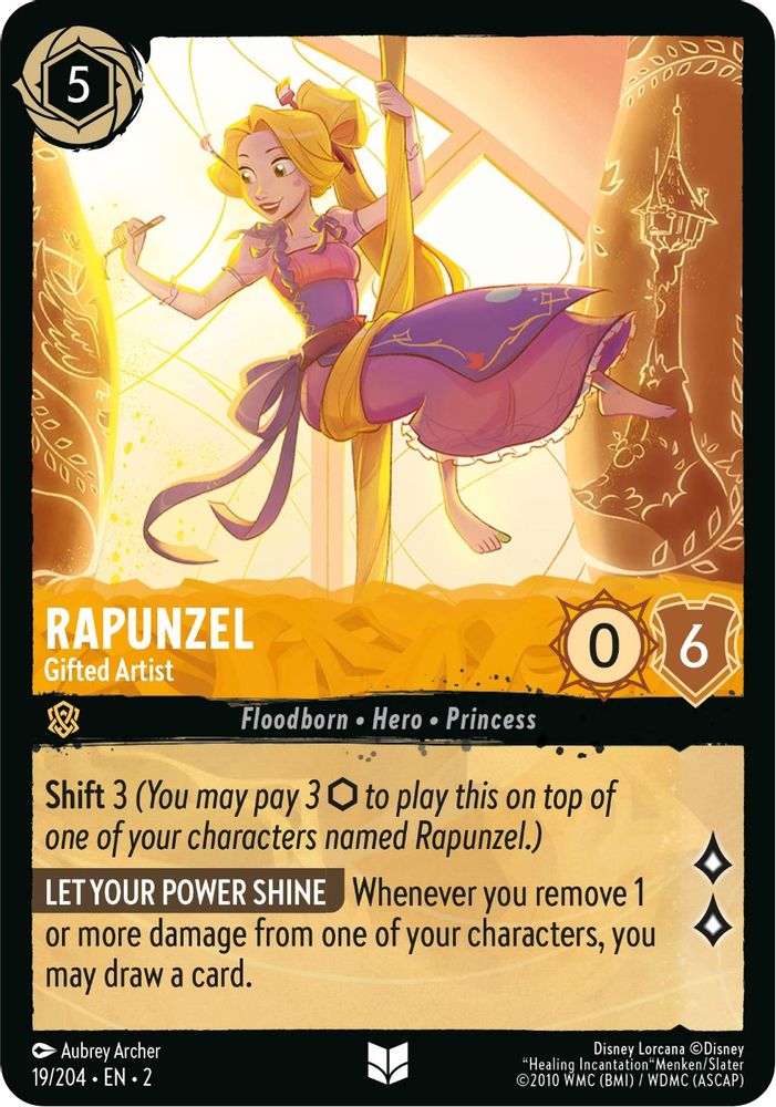 Rapunzel - Gifted Artist 19/204 Uncommon Rise of the Floodborn Lorcana Near Mint
