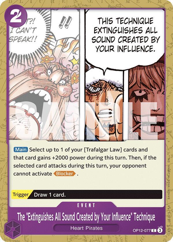 The "Extinguishes All Sound Created by Your Influence" Technique OP12-077 Legacy of the Master One Piece NM