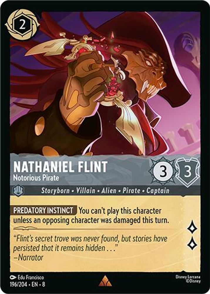 Nathaniel Flint - Notorious Pirate 196/204 Rare Reign of Jafar Lorcana Near Mint