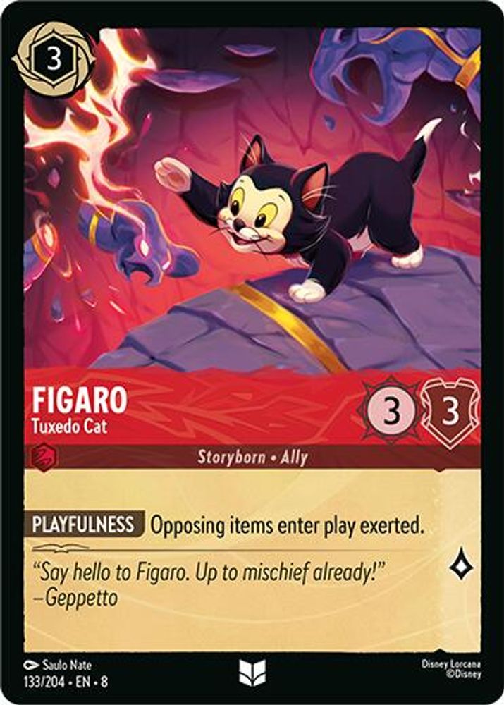 Figaro - Tuxedo Cat 133/204 Uncommon Reign of Jafar Lorcana Near Mint