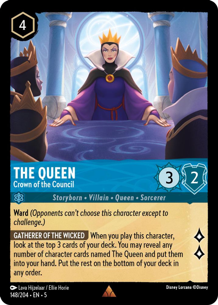 The Queen - Crown of the Council 148/204 Rare Shimmering Skies Lorcana Near Mint