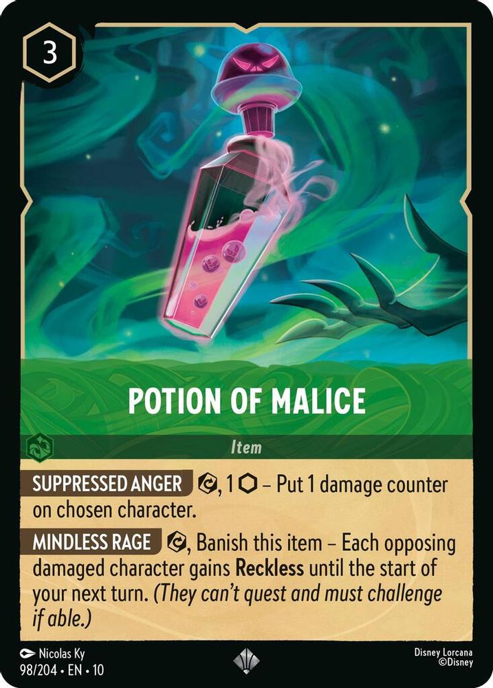 Potion of Malice 98/204 Super Rare Whispers in the Well Lorcana Near Mint