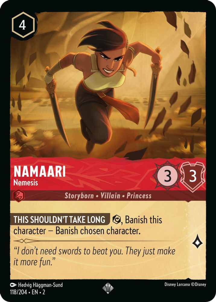 Namaari - Nemesis 118/204 Super Rare Rise of the Floodborn Lorcana Near Mint