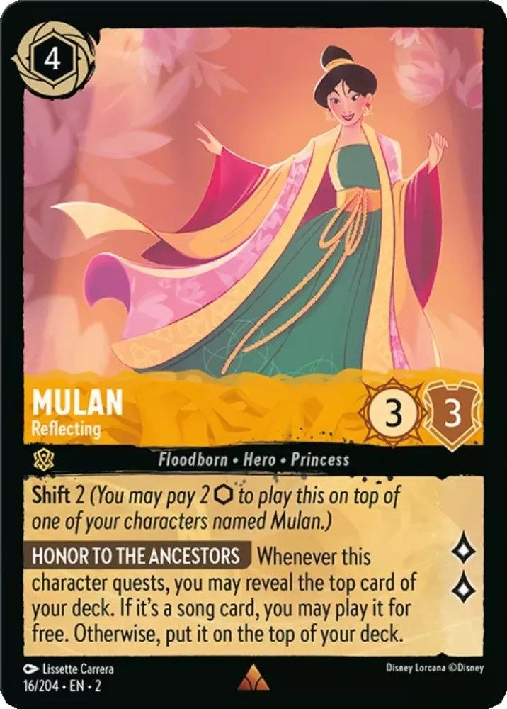 Mulan - Reflecting 16/204 Rare Rise of the Floodborn Lorcana Near Mint