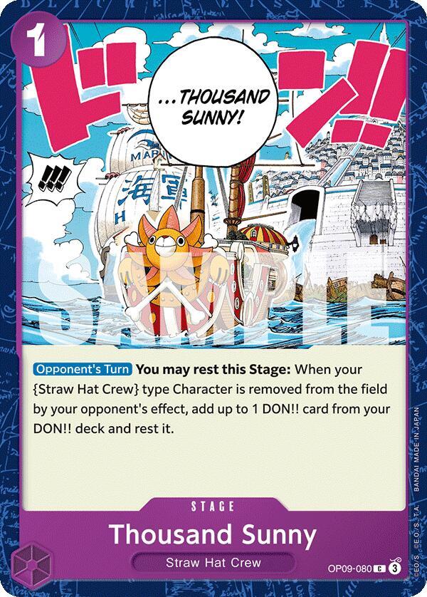 Thousand Sunny OP09-080 Common Emperors in the New World One Piece Near Mint
