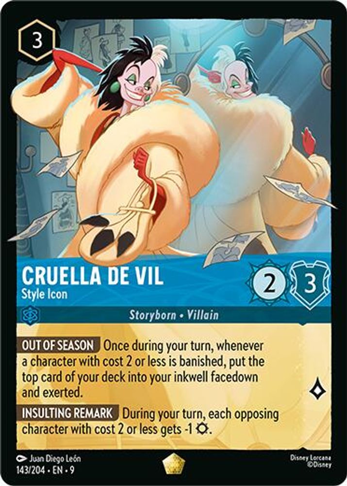 Cruella De Vil - Style Icon 143/204 Legendary Fabled Lorcana Near Mint