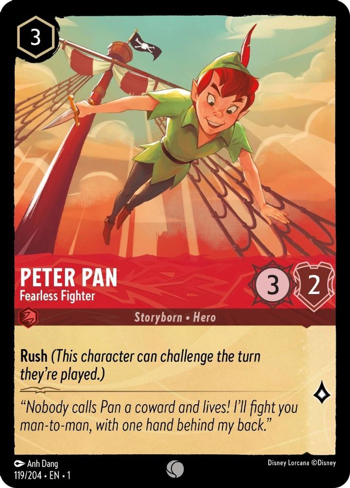 Peter Pan - Fearless Fighter 119/204 Common The First Chapter Lorcana Near Mint