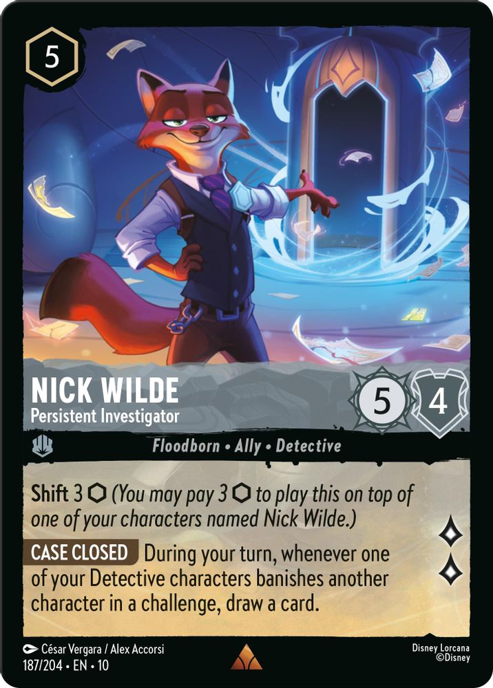 Nick Wilde - Persistent Investigator 187/204 Whispers in the Well Lorcana NM
