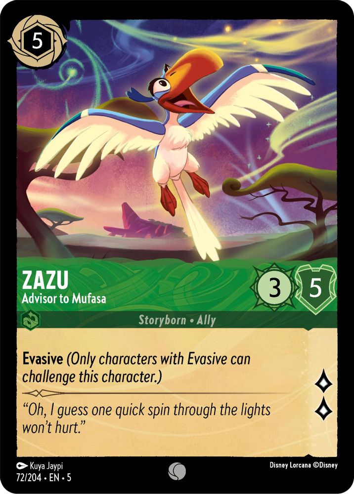 Zazu - Advisor to Mufasa 72/204 Common Shimmering Skies Lorcana Near Mint