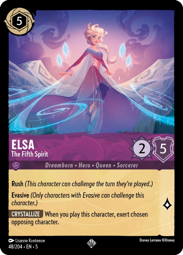 Elsa - The Fifth Spirit 48/204 Super Rare Shimmering Skies Lorcana Near Mint
