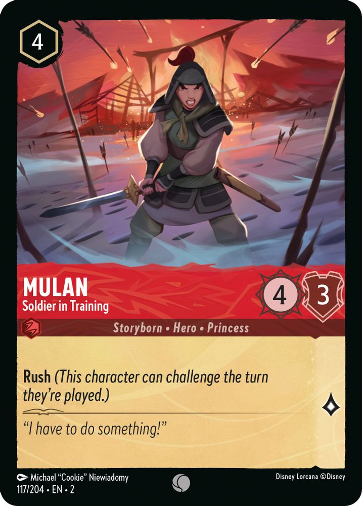 Mulan - Soldier in Training 117/204 Common Rise of the Floodborn Lorcana NM