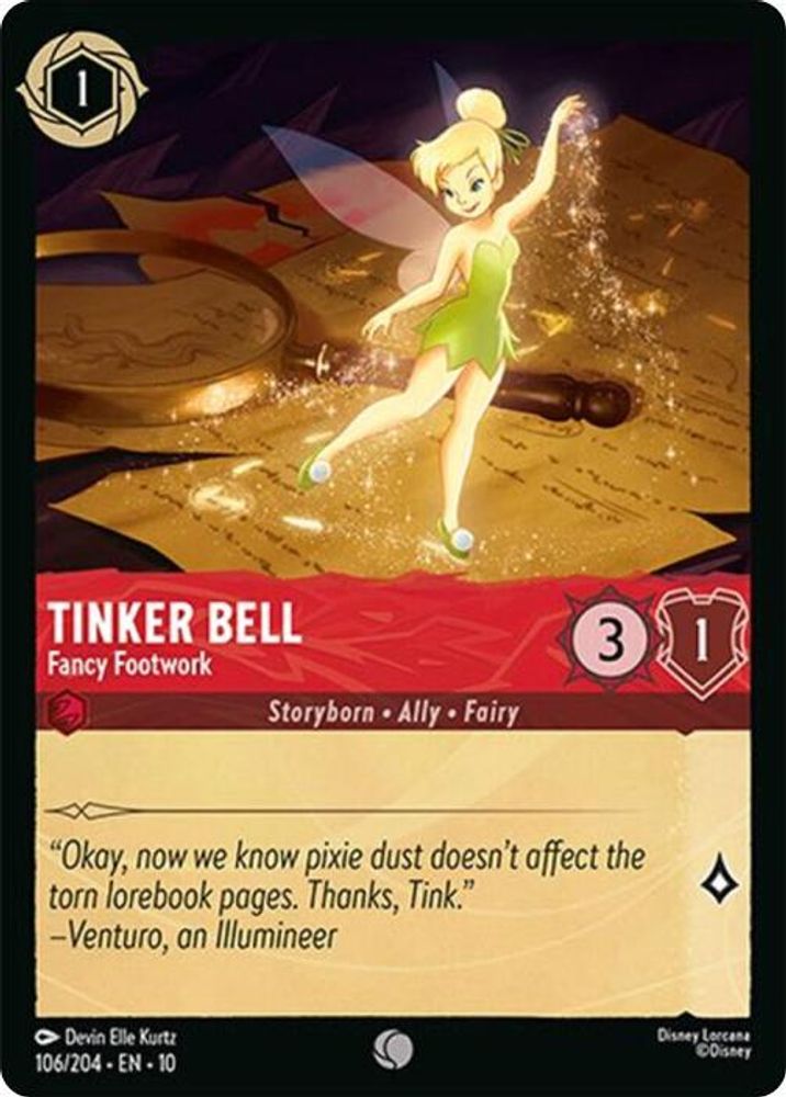 Tinker Bell - Fancy Footwork 106/204 Common Whispers in the Well Lorcana NM