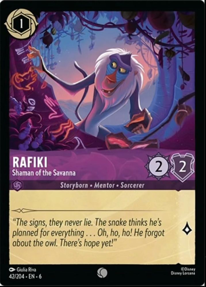 Rafiki - Shaman of the Savanna 42/204 Common Azurite Sea Lorcana Near Mint