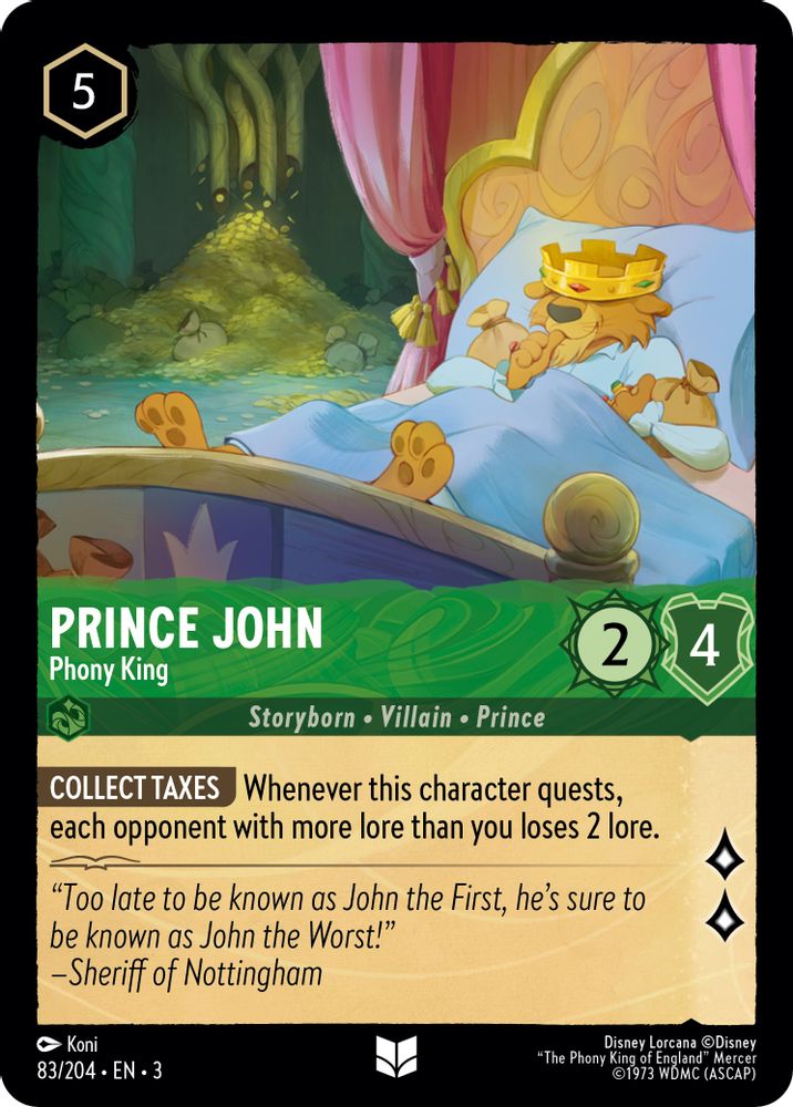 Prince John - Phony King 83/204 Uncommon Into the Inklands Lorcana Near Mint